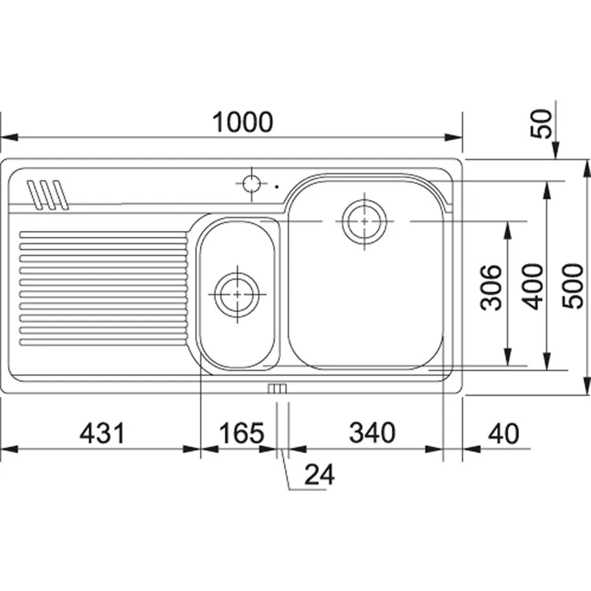 Franke sink 1 and 1/2 bowl built-in 100 x 50 with left drainer AML 651 ARMONIA_DEKOR